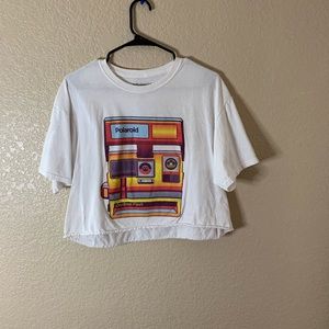 Polaroid white cropped shirt